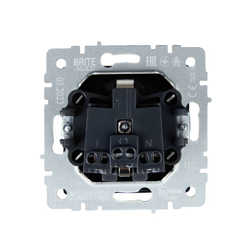 BRITE Розетка 1-местная с заземлением с защитными шторками и крышкой 16А IP20 РСбш10-3-БрЧ черный IEK