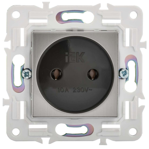 SKANDY Розетка без заземления без защитных шторок 10А SK-R02N металл никель IEK