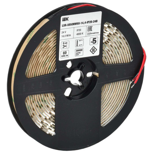 Лента светодиодная 5м LSR-5050NW60-14,4-IP20-24В IEK