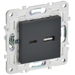 SKANDY Розетка USB A+C 18Вт SK-R13G графит IEK