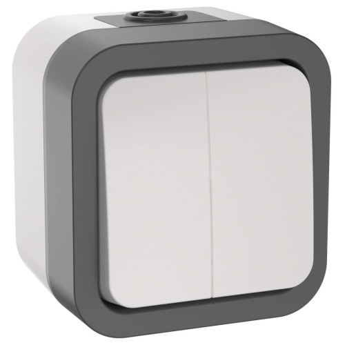 TORS Выключатель двухклавишный 10А IP55 TS205 серо-белый IEK