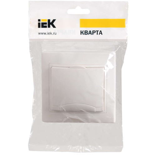 KVARTA Розетка 1-местная с заземлением с защитными шторками с крышкой 16А РСбш10-3-КБ белый IEK
