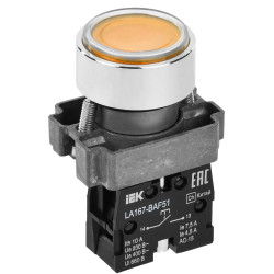 Кнопка управления LA167-BAF51 d=22мм 1NO желтая IEK