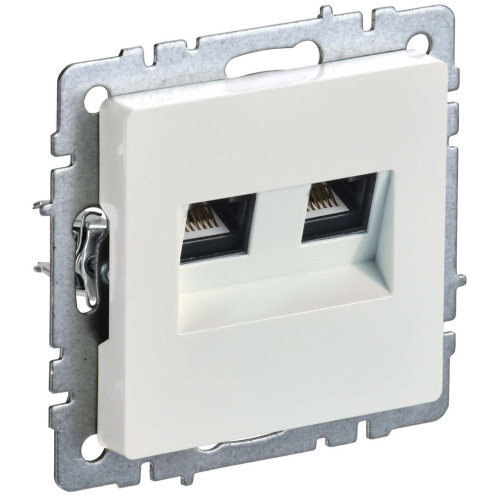 BRITE Розетка двойная RJ11+RJ45 кат.5E РК/Т12-БрЖ жемчуг IEK