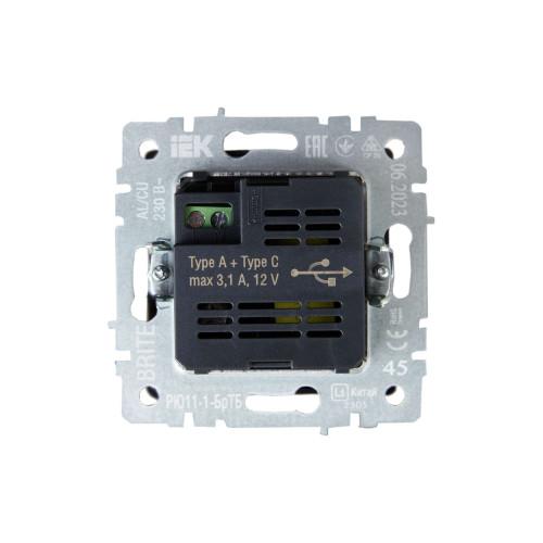 BRITE Розетка USB A+C 18Вт РЮ11-1-БрТБ темная бронза IEK