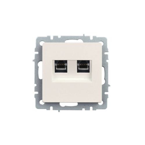 BRITE Розетка компьютерная двойная кат.5E RJ45 РК10-2-БрЖ жемчуг IEK