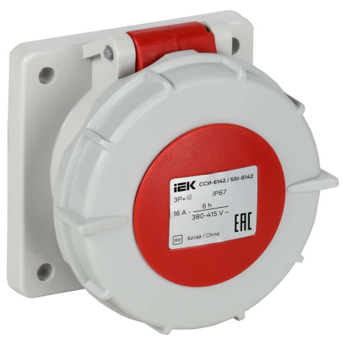 Розетка встраиваемая прямаяССИ-6142 16А-6ч 380В 3P+PE IP67 IEK