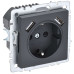 BRITE Розетка 1-местная с заземлением с защитными шторками 16А с USB A+A 5В 2,1А РЮш10-1-БрГ графит IEK