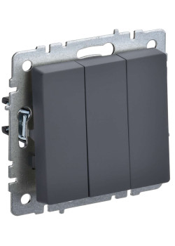 BRITE Выключатель 3-клавишный 10А ВС10-3-0-БрГ графит IEK