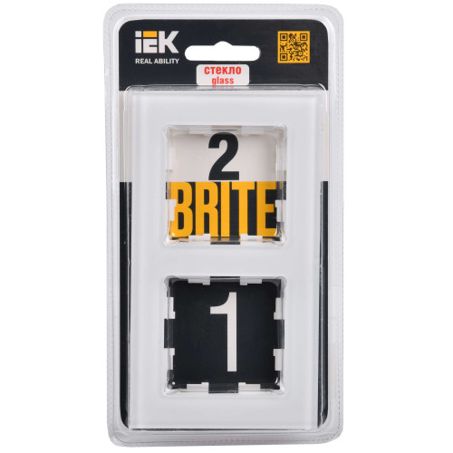 BRITE Рамка 2 -местная РУ-2-2-БрБ стекло белый IEK