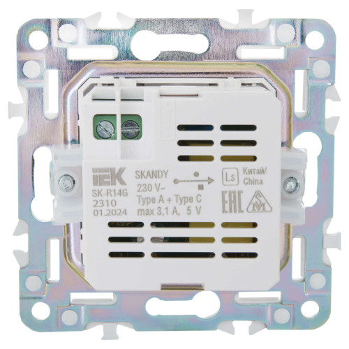 SKANDY Розетка USB A+C 3,1А SK-R14G графит IEK