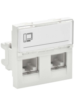 PRIMER РКИ-22-00-П-5 Розетка компьютерная RJ45 UTP кат.5E (2 модуля 2 входа) белая IEK