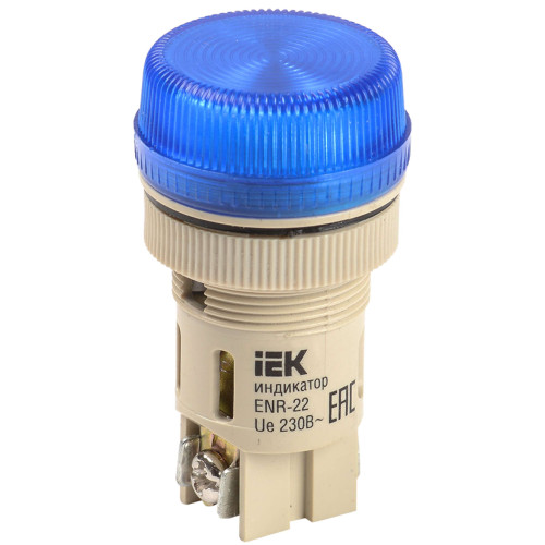 Лампа ENR-22 сигнальная d=22мм синий неон/240В цилиндр IEK