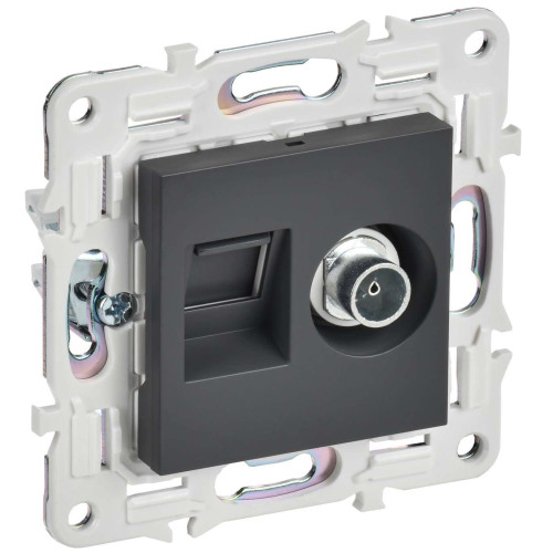 SKANDY Розетка двойная TV+RJ11 SK-A16T титан IEK