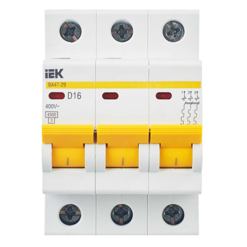 KARAT Автоматический выключатель ВА47-29 3P D 16А 4,5кА IEK