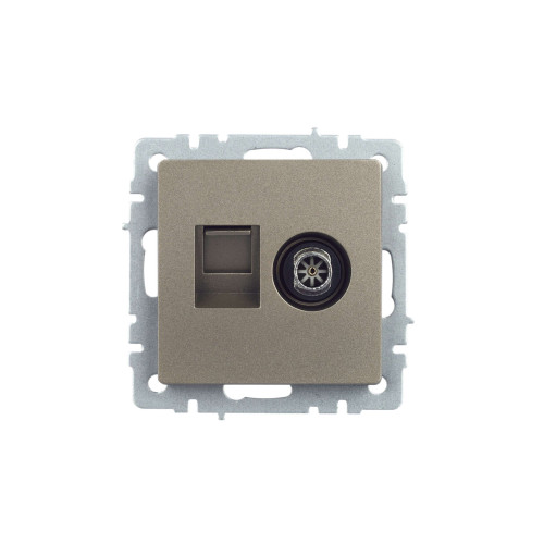 BRITE Розетка двойная TV+RJ45 кат.5E РТВ/РК12-БрШ шампань IEK