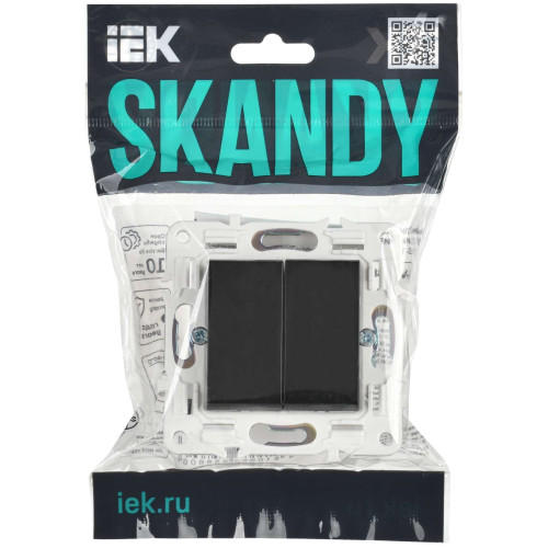 SKANDY Выключатель 2-клавишный 10А SK-V04Bl черный IEK