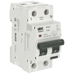 ARMAT Автоматический выключатель дифференциального тока B10N 1P+NP C13 100мА тип AC (36мм) IEK
