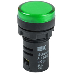 Лампа AD22DS(LED)матрица d=22мм зеленый 110В AC/DC IEK