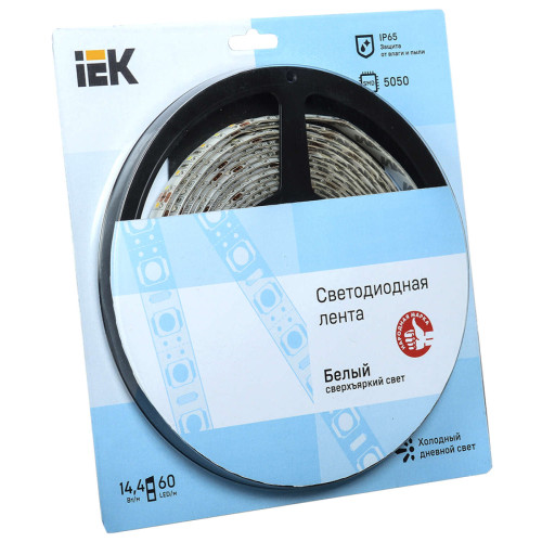 Лента светодиодная 5м блистер LSR-5050W60-14,4-IP65-12V IEK