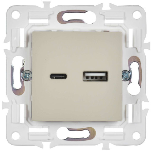SKANDY Розетка USB A+C 18Вт SK-R13B бежевый IEK