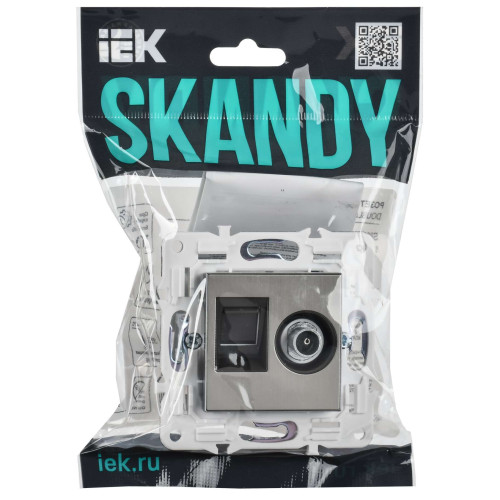 SKANDY Розетка двойная TV+RJ45 кат.5E SK-A14N металл никель IEK