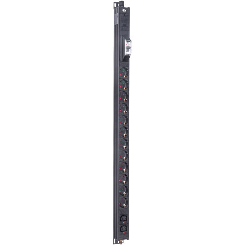 ITK BASE PDU вертикальный PV1111 20U 1 фаза 16А 12 розеток SCHUKO (немецкий стандарт) + 2 розетки C13 кабель 2,6м вилка SCHUKO (немецкий стандарт)