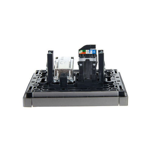 FORTE&PIANO Розетка двойная TV+RJ45 кат.5E FP536 сталь IEK