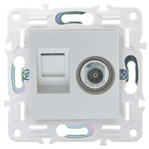SKANDY Розетка двойная TV+RJ45 кат.6 SK-A15S серебряный IEK
