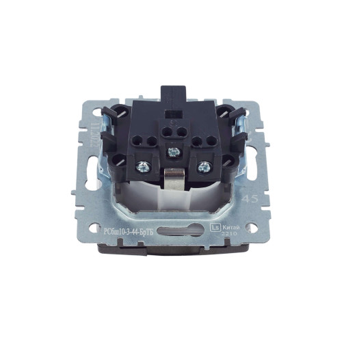 BRITE Розетка 1-местная с заземлением с защитными шторками и крышкой 16А IP44 РСбш10-3-44-БрТБ темная бронза IEK
