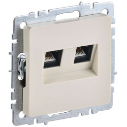 BRITE Розетка компьютерная двойная RJ45 кат.5E РК10-2-БрКр бежевый IEK