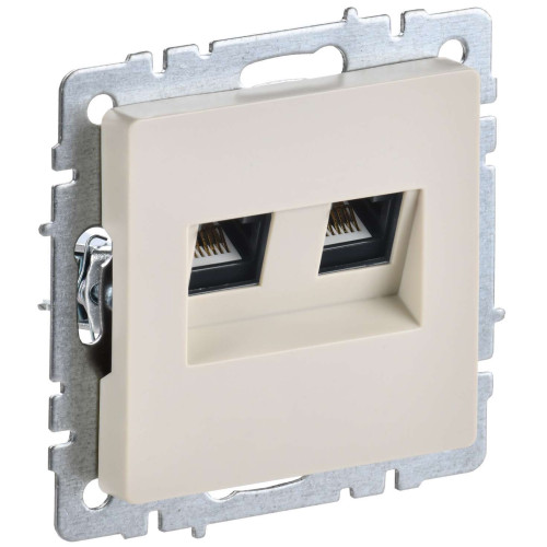 BRITE Розетка компьютерная двойная RJ45 кат.5E РК10-2-БрКр бежевый IEK