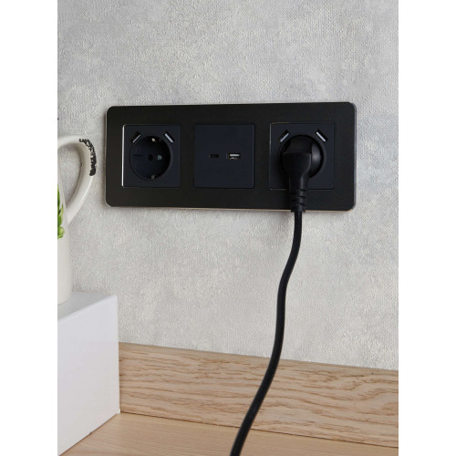 BRITE Розетка USB A+C 18Вт РЮ11-1-БрГ графит IEK