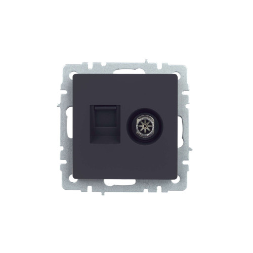 BRITE Розетка двойная TV+RJ45 кат.5E РТВ/РК12-БрГ графит IEK