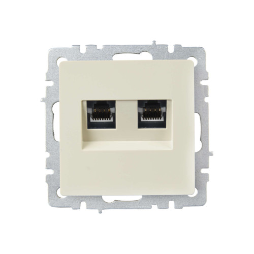 BRITE Розетка компьютерная двойная RJ45 кат.5E РК10-2-БрКр бежевый IEK