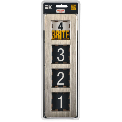 BRITE Рамка 4-местная РУ-4-1-Бр металл шампань RE AL IEK