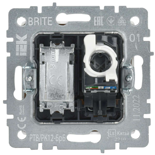 BRITE Розетка двойная TV+RJ45 кат.5E РТВ/РК12-БрБ белый IEK