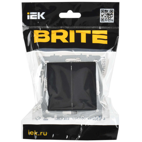 BRITE Выключатель 2-клавишный перекрестный 10А ВС10-2-3-БрЧ черный IEK