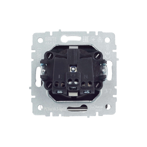 BRITE Розетка 1-местная с заземлением с защитными шторками и крышкой 16А IP20 РСбш10-3-БрШ шампань IEK
