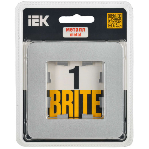 BRITE Рамка 1-местная РУ-1-1-Бр металл алюминий RE IEK