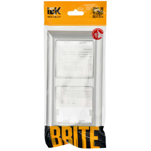 BRITE Рамка 2-местная РУ-2-Бр алюминий/алюминий IEK