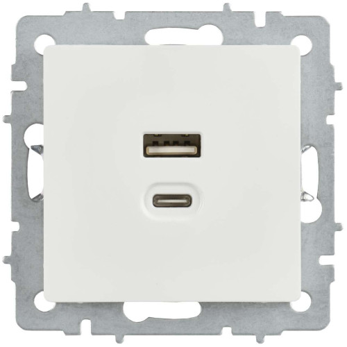 BRITE Розетка USB A+C 45Вт высокоскоростная зарядка РЮ11-2-БрБ белый IEK