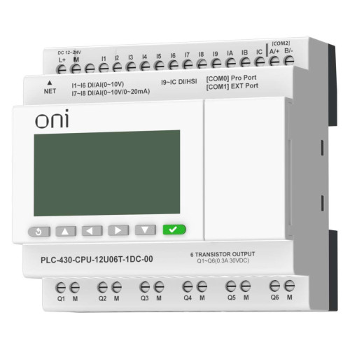 ПЛК 430 Модуль ЦПУ 4 DI 6 UI (0-10 В/DI) 2 UI (0-10 В/0-20 мА/DI) 6 TO 24В DC с Ethernet портом с экраном ONI