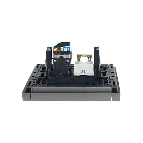 FORTE&PIANO Розетка двойная RJ11+RJ45 кат.5E FP535 сталь IEK
