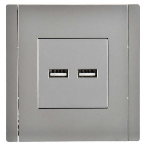 FORTE&PIANO Розетка USB A+A 3,1А FP549 сталь IEK