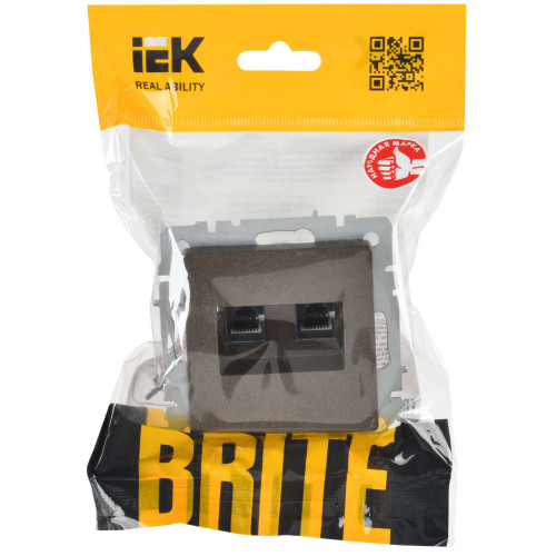 BRITE Розетка компьютерная двойная RJ45 кат.6 РК11-2-БрТБ темная бронза IEK