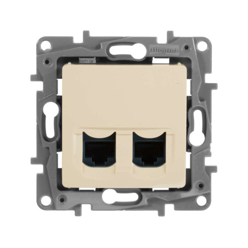 ETIKA Розетка компьютерная двойная RJ45 категория 6 UTP слоновая кость