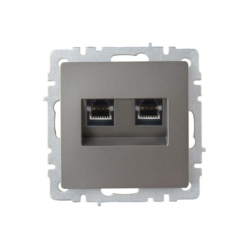 BRITE Розетка двойная RJ11+RJ45 кат.5E РК/Т12-БрС сталь IEK