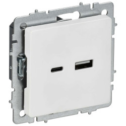 BRITE Розетка USB A+C 18Вт РЮ11-1-БрАБ арктический белый IEK