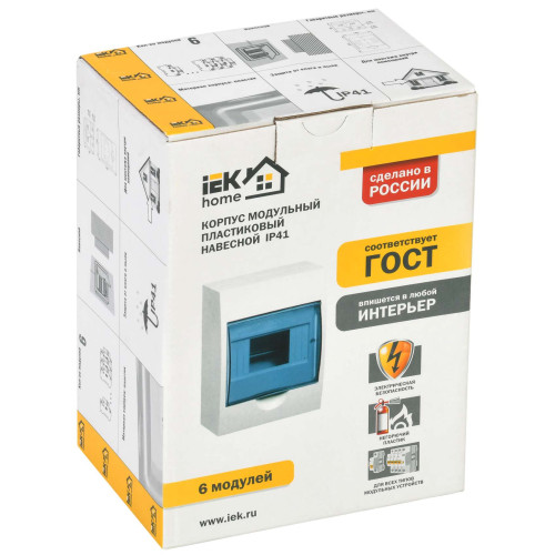 Бокс ЩРН-П-6 модулей навесн.пластик IP41 IEK серия Home